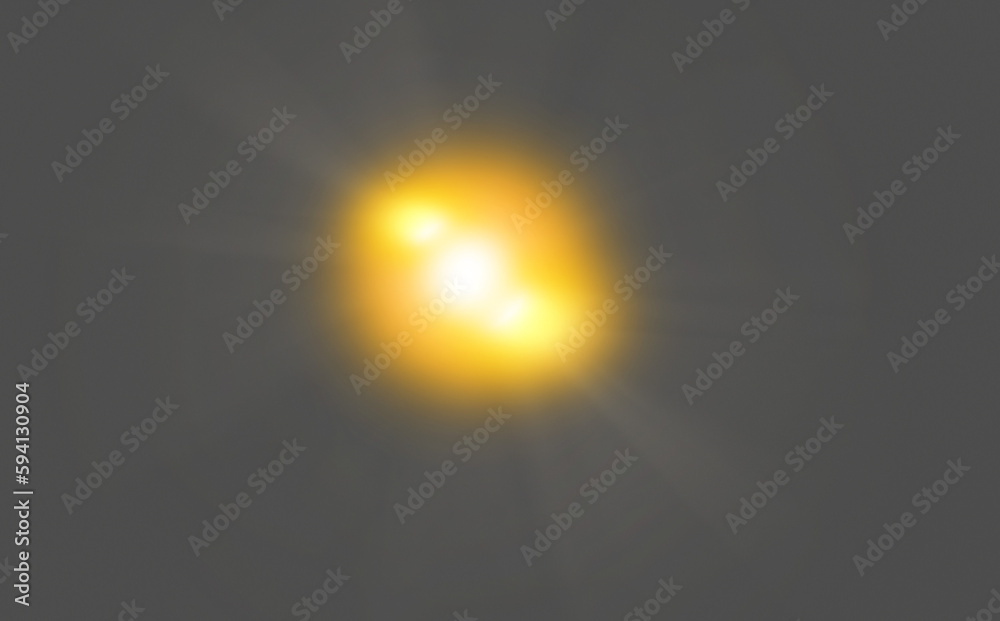 Yellow, digital lens flare and beam isolated on png or transparent ...