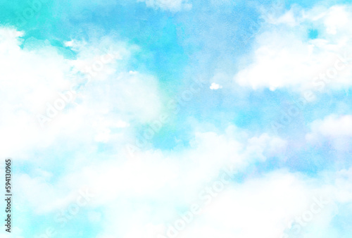 背景素材_青空と雲_水彩 © 四ッ谷