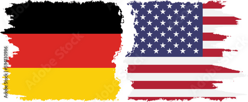 United States and Germany grunge flags connection vector