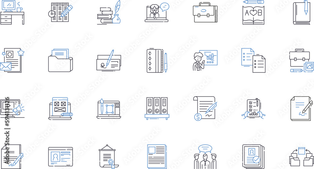 Technical writing line icons collection. Documentation, Clarity, Accuracy, Detail, Simplify, User-friendly, Consistency vector and linear illustration. Descriptive,Research,Formatting outline signs Technical writing line icons collection. Documentation, Clarity, Accuracy, Detail, Simplify, User-friendly, Consistency vector and linear illustration. Descriptive,Research,Formatting outline signs