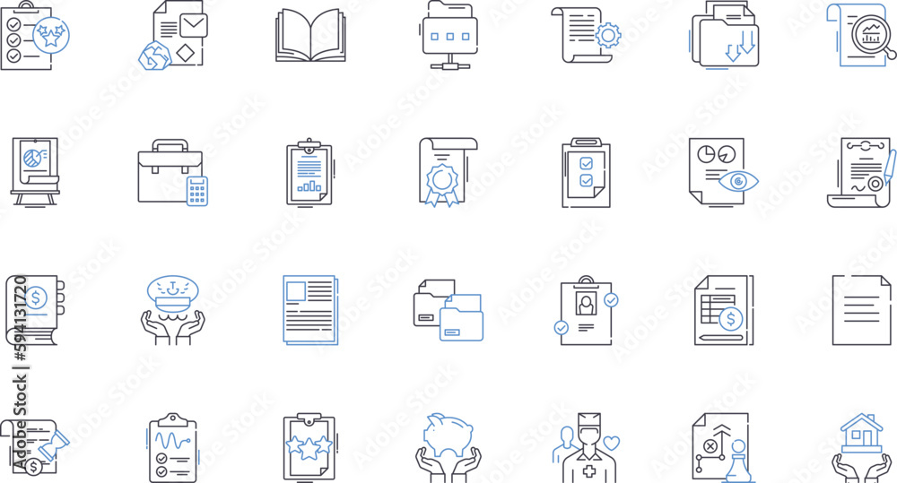 Policy line icons collection. Regulation, Governance, Decision-making, Legislation, Compliance, Procedures, Guidelines vector and linear illustration. Protocol,Directive,Code outline signs set