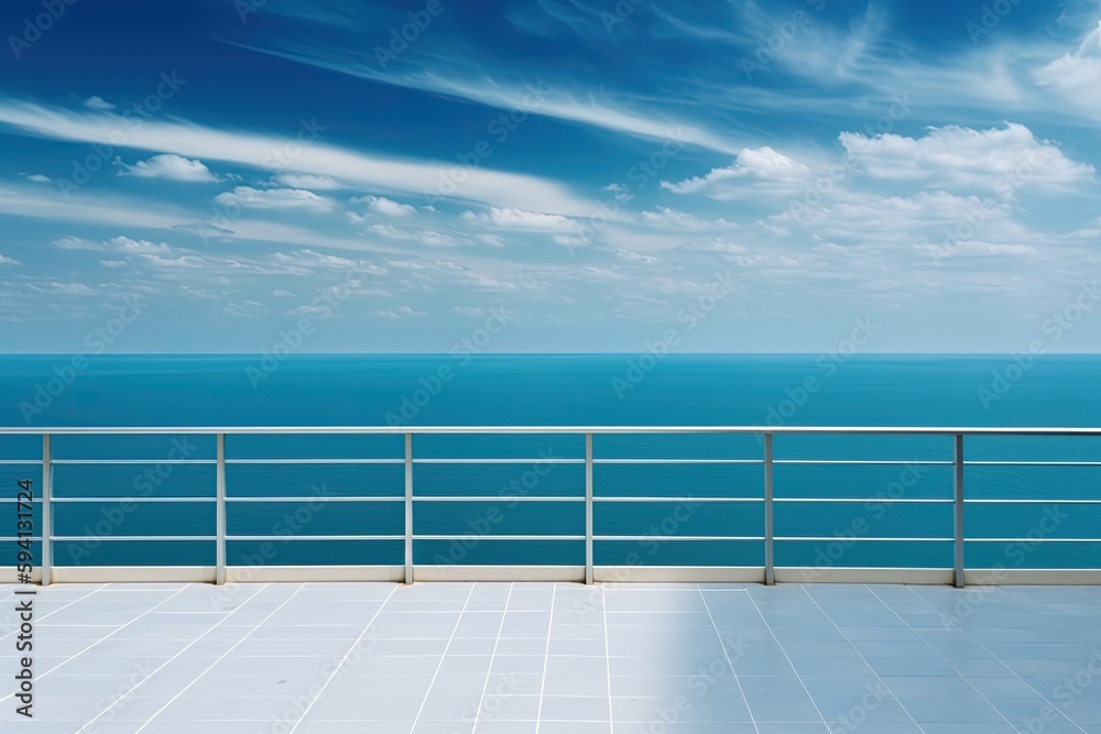 Obraz premium scenic balcony overlooking the ocean. Generative AI