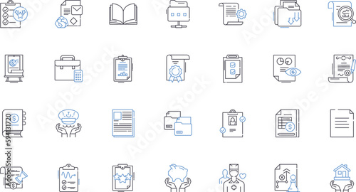 Policy line icons collection. Regulation, Governance, Decision-making, Legislation, Compliance, Procedures, Guidelines vector and linear illustration. Protocol,Directive,Code outline signs set
