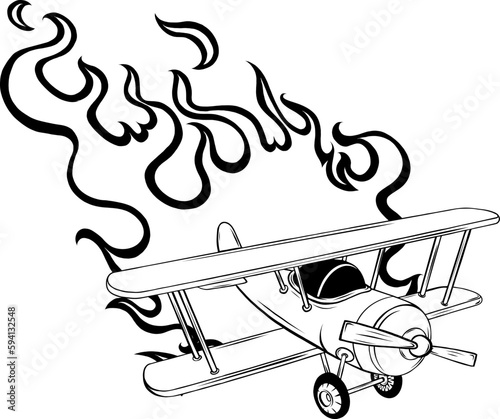 monochrome Vintage Airplanes Hand Drawn Illustrations Vector