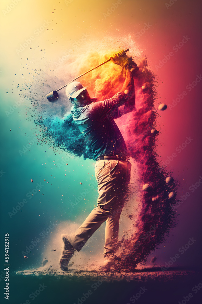 Credible_person_playing_golf_full_artistic_splash_surreal_color