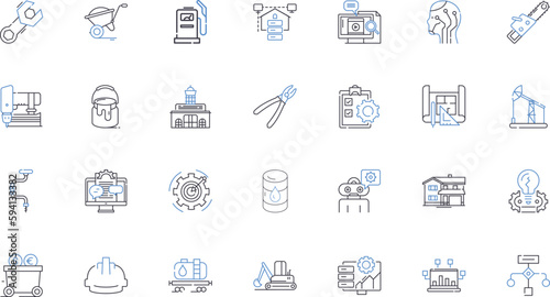 Craftsman line icons collection. Artisan, Woodworker, Maker, Carpenter, Blacksmith, Potter, Stitcher vector and linear illustration. Weaver,Glassblower,Metalsmith outline signs set photo