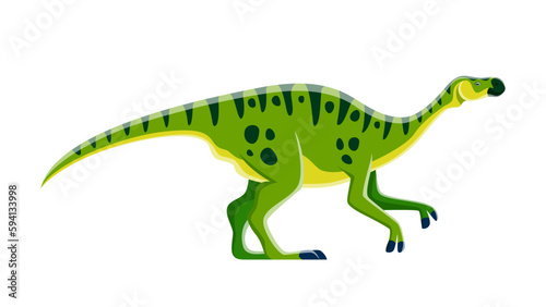 Cartoon dinosaur character  Maiasaura or Jurassic dino  vector cute extinct lizard. Kids toy collection of dinosaurs  Maiasaura dino or herbivorous saurolophine hadrosaurid reptile of Jurassic era