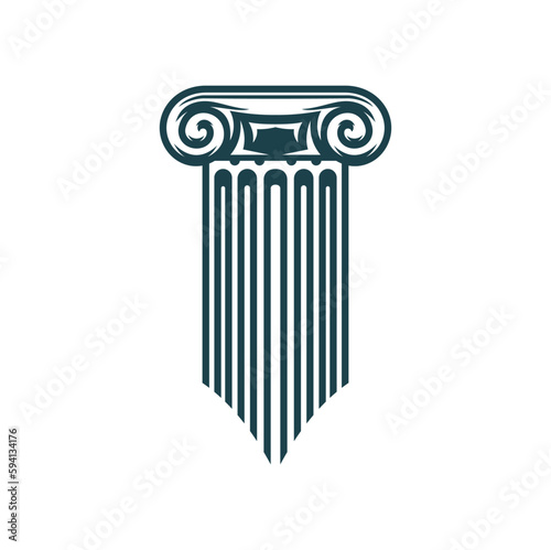 Column pillar icon, law or lawyer legal business and justice firm vector symbol. Greek ancient column pillar icon for attorney or law office, judge or legislation university and court or courthouse