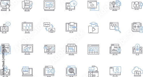 Cyber Security line icons collection. Firewall, Malware, Encryption, Passwords, Hackers, Phishing, Identity vector and linear illustration. Vulnerability,Cybercrime,Breach outline signs set photo