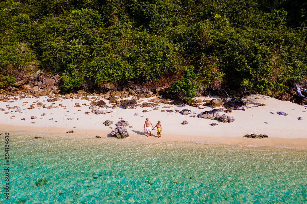 drone view at the beach of Koh Kradan island in Thailand drone view at the beach of Koh Kradan island in Thailand