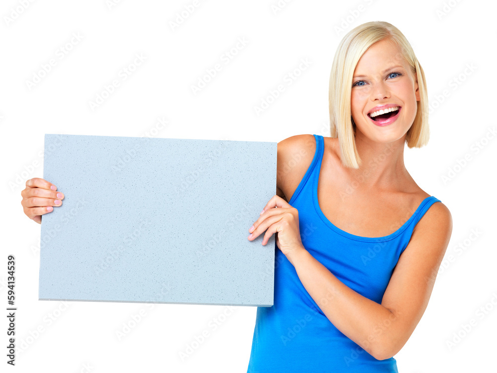 Portrait, happy and woman with mockup board isolated on a transparent png background. Smile, blank poster and person with product placement, advertising banner or marketing, promotion and copy space. Portrait, happy and woman with mockup board isolated on a transparent png background. Smile, blank poster and person with product placement, advertising banner or marketing, promotion and copy space.