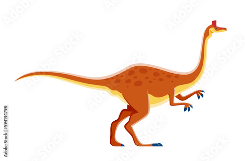 Cartoon dinosaur character  Pelecanimimus cute dino of Jurassic  vector kids toy lizard. Pelecanimimus dinosaur of ornithomimosaurian genus  extinct reptile and kids funny paleonotology cartoon animal