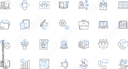 Joining ventures line icons collection. Collaboration, Partnership, Alliance, Merger, Synergy, Nerking, Integration vector and linear illustration. Cooperation,Consolidation,Affiliation outline signs