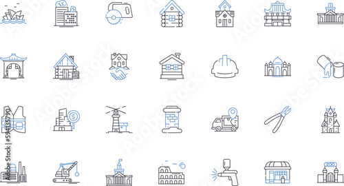 Real estate innovation line icons collection. Sustainability, Technology, Gadgets, Green, Energy, Efficiency, Smart vector and linear illustration. Automation,Digital,Virtual outline signs set