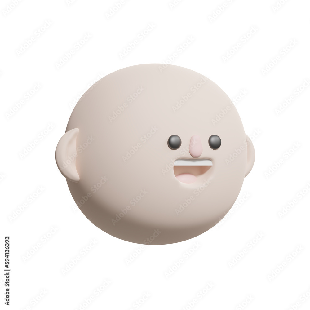 Cara de personaje 3d calvo feliz Cara de personaje 3d calvo feliz