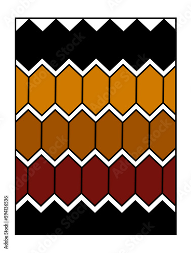 Filipino tribal Tattoo art Pattern of Snake Vivid bold earthy tones Modernist graphic design