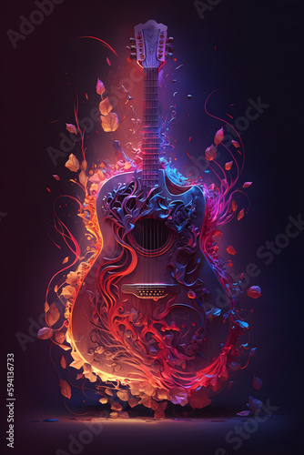 Credible_guitar_full_artistic_surreal_colorful_cinematic_lighti