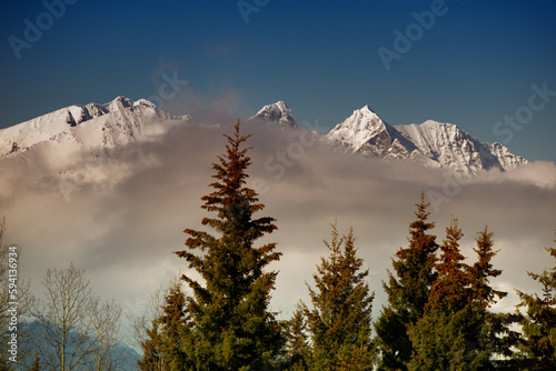 Morning in the Bulkley Valley - The Peaks of Hudson's Bay Mountain - Low Clouds