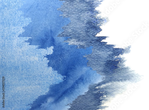 watercolor painting template wave abstract blue hand drawn texture. png white background. asian japan style. 