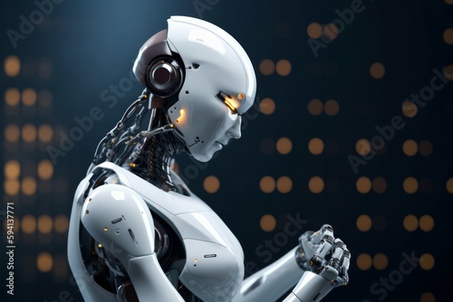 The state-of-the-art white robot is computing the optimal strategy. AI generated, human enhanced