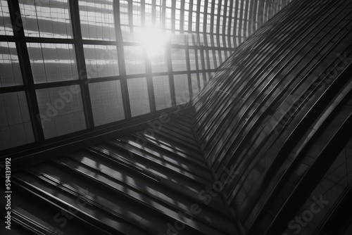 sunlight streaming through the windows of a modern skyscraper. Generative AI
