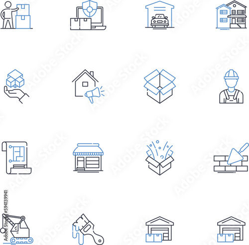 Structural design line icons collection. Stability, Framework, Load-bearing, Shear, Truss, Reinforced, Foundation vector and linear illustration. Tension,Column,Cantilever outline signs set