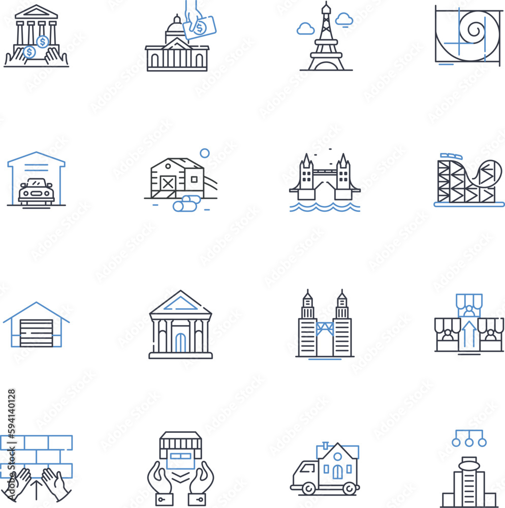 Synagogues line icons collection. Worship, Prayer, Torah, Community, Judaism, Tradition, Service vector and linear illustration. Rabbi,Sabbath,Holy outline signs set