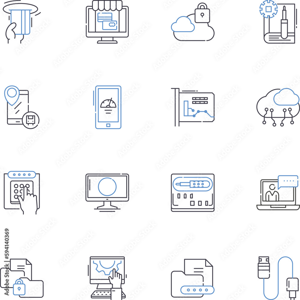 Two-factor authentication line icons collection. Security, Verification, Identity, Authentication, Protection, Access, Code vector and linear illustration. Credentials,Dual-factor,Keys outline signs