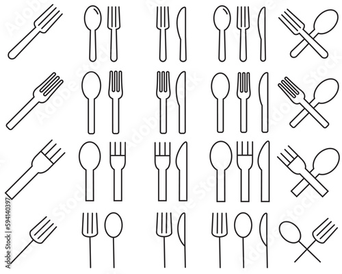  Fork line network icons, logo fork, spoon, knife vector