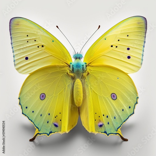 A Burst of Color, A Vibrant Cloudless Sulphur Butterfly, Isolated on White Background - Generative AI