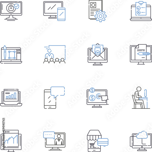 Electronic commerce line icons collection. Online, Marketplace, E-commerce, Shopping, Transactions, Digital, Webstore vector and linear illustration. Cyber,Internet,Platform outline signs set