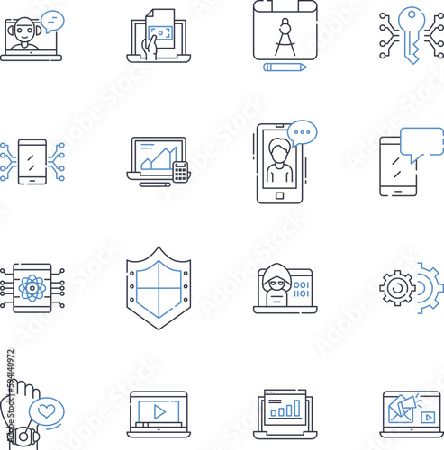 Contrivances line icons collection. Gadget, Apparatus, Invention, Tool, Device, Mechanism, Trinket vector and linear illustration. Widget,Innovation,Creation outline signs set