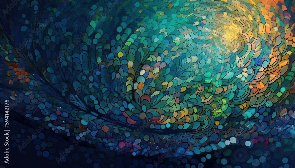Obraz premium Abstract background with circles and shapes. Concept: aquarium or ocean art. Generative AI