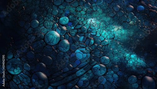 Abstract background with circles and shapes. Concept: aquarium or ocean art. Generative AI