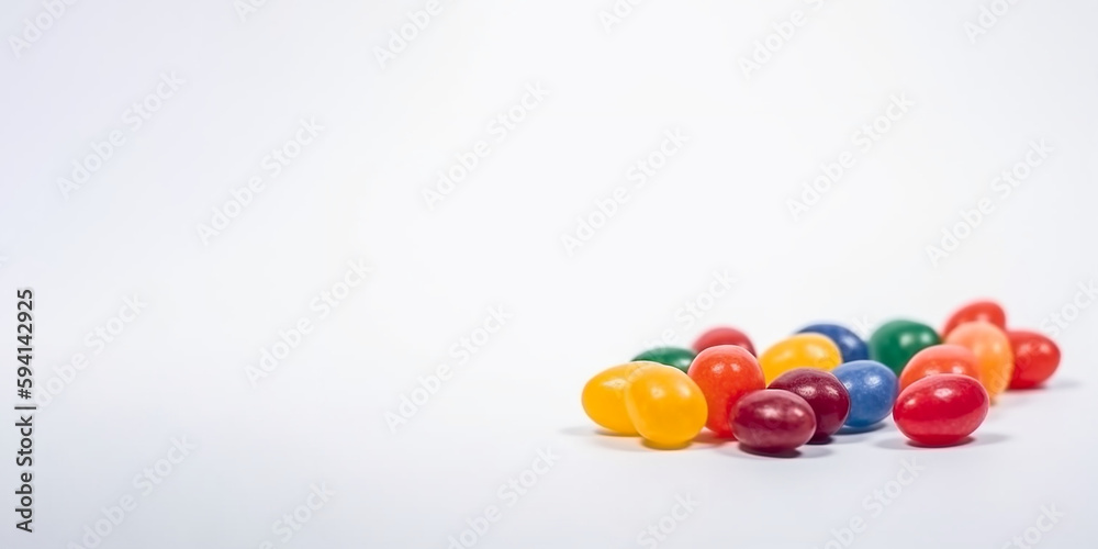 Jelly Beans on a white background with space for copy or text Jelly Beans on a white background with space for copy or text