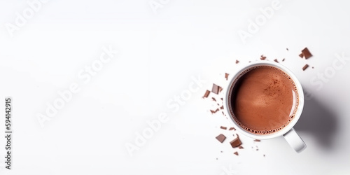 hot chocolate on a white background with space for copy or text