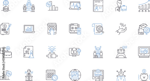 Economic equality line icons collection. Equity , Poverty , Income , Wealth , Distribution , Opportunity , Fairness vector and linear illustration. Access ,Inequality ,Discrimination outline signs set