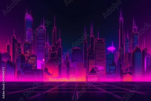 cyberpunk background wireframe city generated ai photo