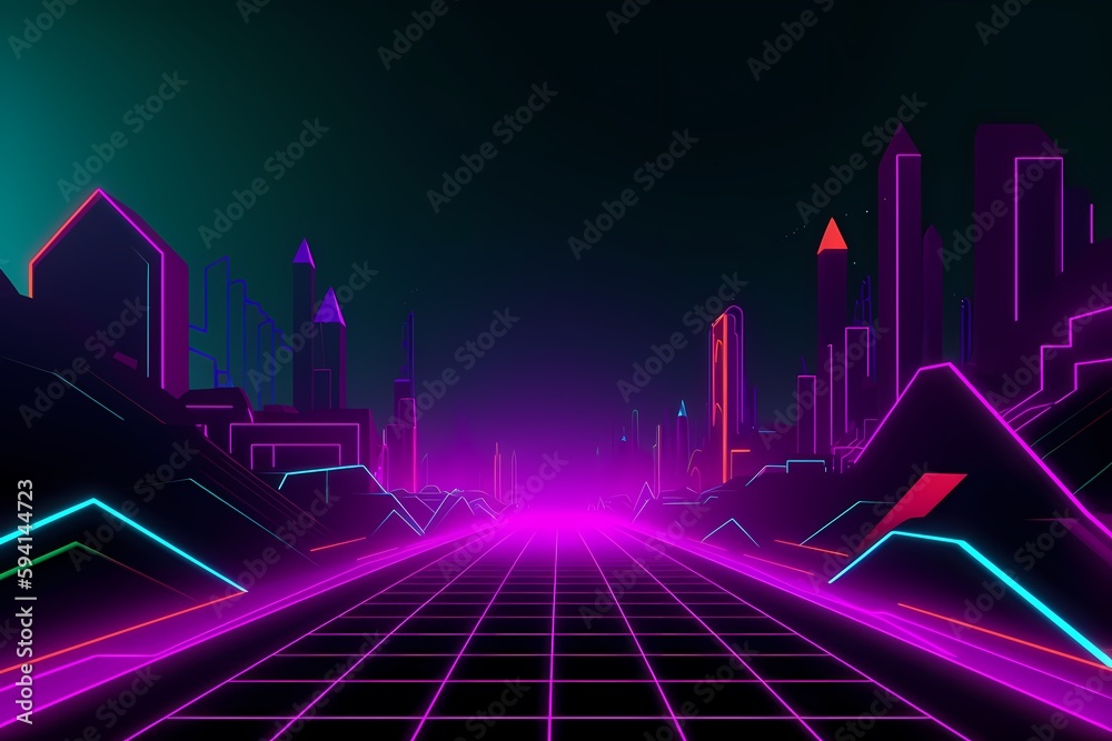 cyberpunk background wireframe city generated ai cyberpunk background wireframe city generated ai