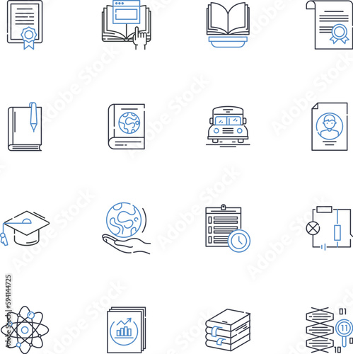 Post-secondary institution line icons collection. Education, Learning, Knowledge, College, University, Degree, Diploma vector and linear illustration. Graduation,Campus,Academic outline signs set