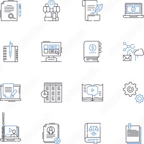E-schooling line icons collection. Virtual, Distance, Online, Digital, Remote, E-learning, Education vector and linear illustration. Technology,Web-based,Internet outline signs set