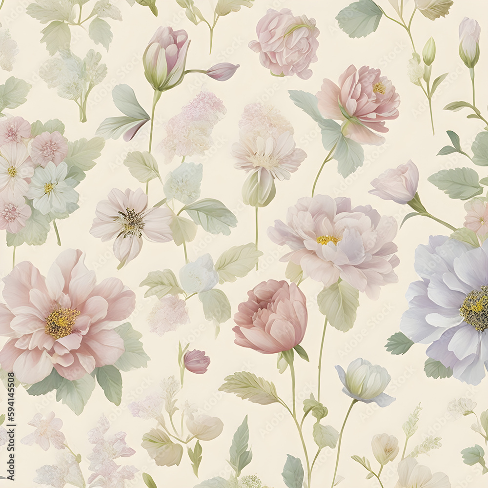 dreamy garden of blooming flowers, rendered in a soft, textured pattern of pastel colors. , AI generated dreamy garden of blooming flowers, rendered in a soft, textured pattern of pastel colors. , AI generated