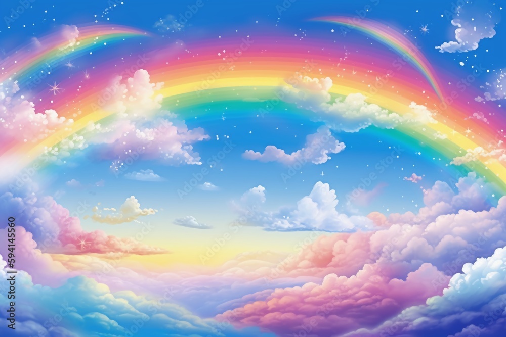 Dream Cute Fantasy Sky Rainbow Sparkling Background Material. AI generative Dream Cute Fantasy Sky Rainbow Sparkling Background Material. AI generative