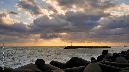 Sunrise view of Jeongja Beach in Ulsan, Korea photo