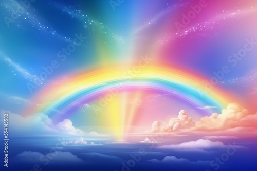 Dream Cute Fantasy Sky Rainbow Sparkling Background Material. AI generative © SANGHYUN