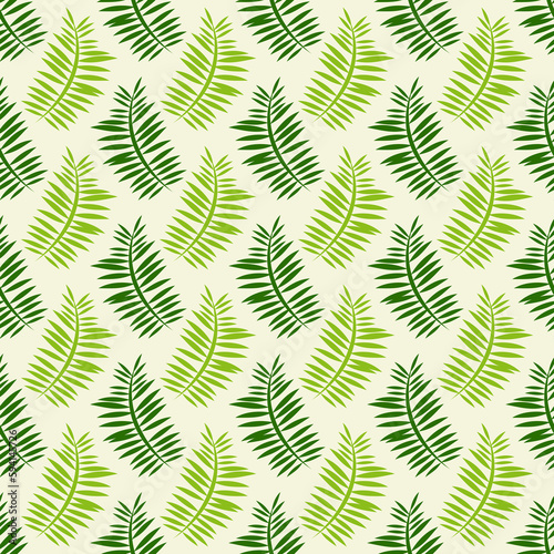 Beige, green & dark lemon lime fern seamless pattern