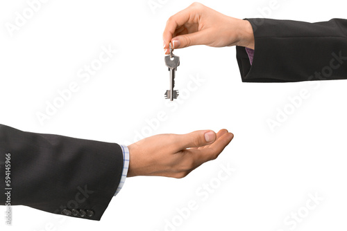 Businessperson Giving the Keys to Another Businessperson
