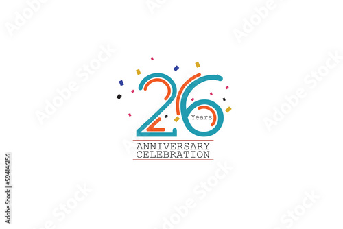 26th  26 years  26 year anniversary 2 colors blue and orange on white background abstract style logotype  vector design for celebration vector