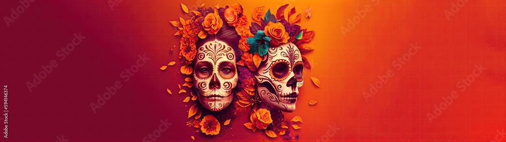 Mexican day of the dead sugar skull with generative ai
Mexican day of the dead sugar skull with generative ai