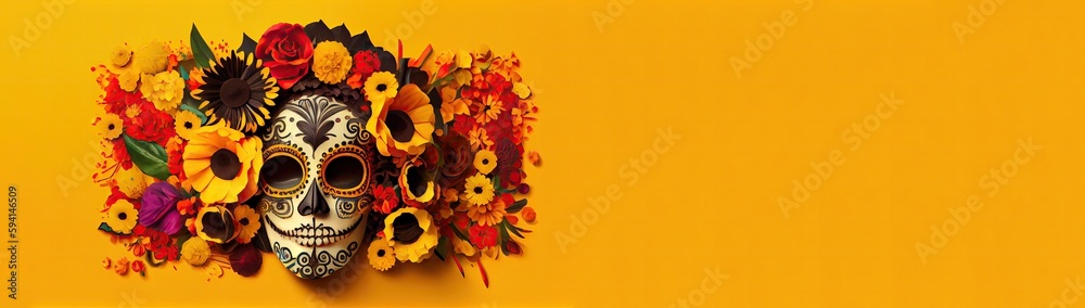 Mexican day of the dead sugar skull with generative ai

